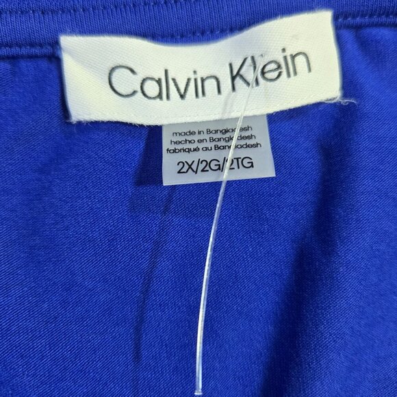 Calvin Klein NWT Blue Short Sleeve Shirt Dress CK Drawstring Comfy Stretch - Picture 7 of 9